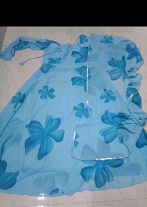 New/Unused Blue Georgette Gown With Dupatta