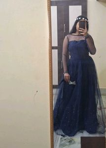 Elegant Navy Blue Embellished Gown
