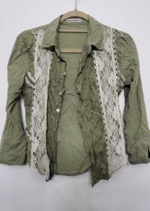 Olive Green Lace Top