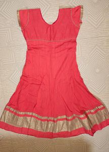 Coral Embellished Anarkali Dress