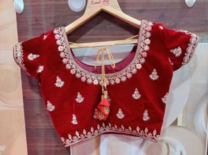 Bridal Velvet Lehanga Set With Diamond Work