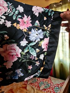 Black Floral Print Robe