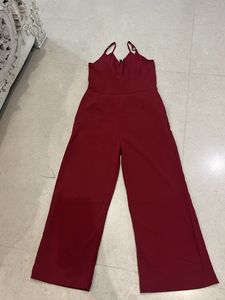 Burgundy Wide-Leg Jumpsuit