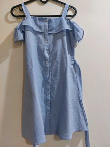 Cute Blue Cold Shoulder Dress from AND