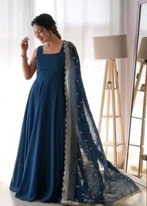 Elegant Blue Anarkali Gown