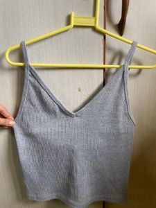 Grey Ribbed Tank Top