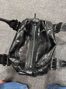 Y2k Black Croc-Embossed Leather Handbag