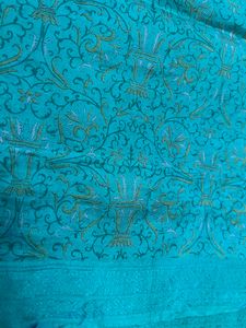 Beautiful Sea green printed silk saree