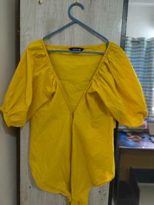 Mustard Yellow Wrap Top