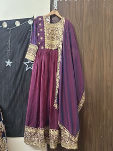 Elegant Maroon & Gold Anarkali Suit