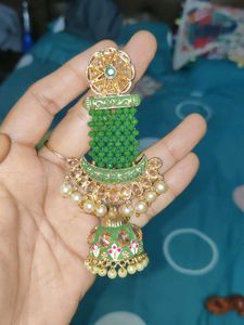 Green Jhumka Earrings