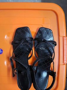 Black Quilted Strap Heels