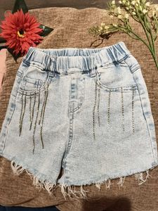 Cute Denim Rhinestone Shorts