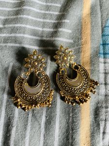 Silver N Golden Oxidised Earrings