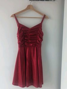 Red Metallic Mini Dress