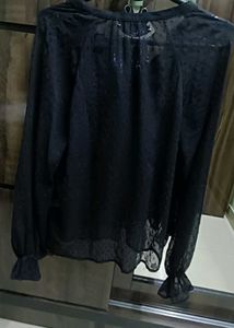 ✨ Elegant Black Sheer Ruffle Top ✨