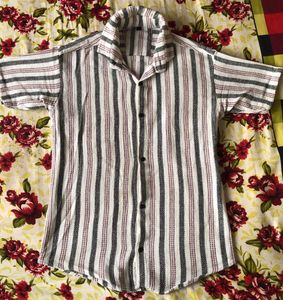 Striped Camp Collar Shirt Half Sleeves
