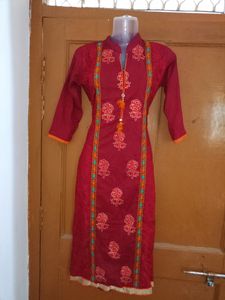 Maroon Cotton Kurta