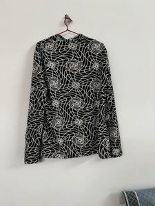 Patterned Black Shrug Top