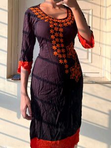 Embroidered Black Kurta
