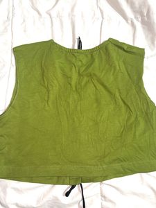 Elmo Sass Olive Green Lace-Up Crop Top