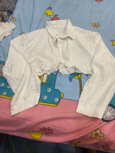 Blue &amp; White Plaid Shirt(shrug Jacket Free)