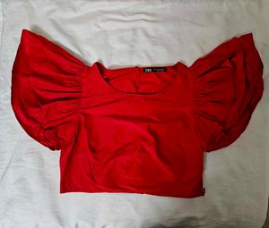 Zara Red Crop Top