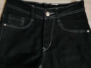 Dark Black Jeans with White Stitching(New)