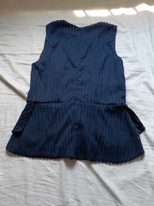 Navy Peplum Top