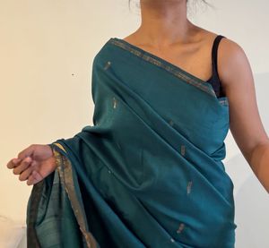 Green Tusshar Silk Saree