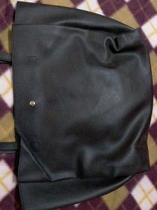 Leather Black Handbag Of Very Good Quality.