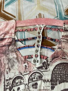 Multi Printed Top Wid Back Neck Design