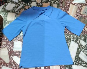 Chic Blue Cutout Top