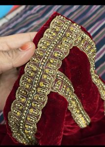 Maroon Velvet Sherwani Dupatta