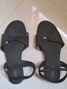 Charcoal Black Ankle Strap Sandals