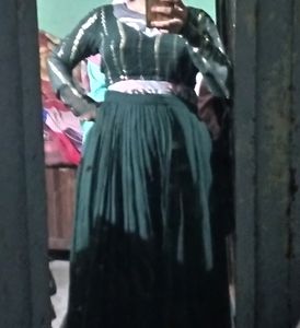 Dark Green Lehnga Choli, Simple Festive Wear