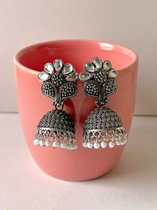 Silver Oxidised Jhumka