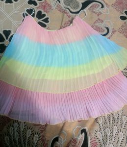 Rainbow Pleated frill top