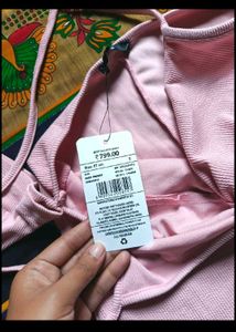 Shein Cute Tie-しp Halter Neck Full Sleeve Ribbed B