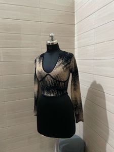 Corset  Sweater Jumpsuit - Taupe/combo