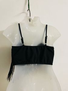 Women Black Fringe Top