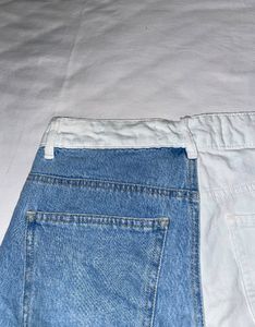 White And Blue Denim Shorts