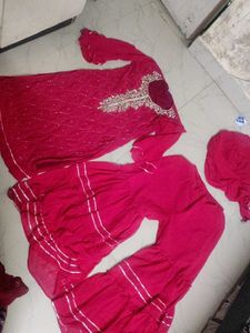 Red Embroidered Kurta Set