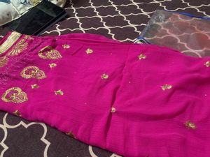 Pink Embroidered Saree