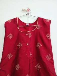 Art Silk Chery 🍒 Read Sleeveless Kurti