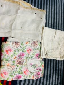 women stitched suit with pant chinon fabric