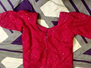 Red Embellished Blouse