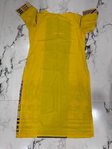 Xxl Yellow Embroidered Kurta