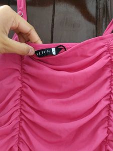 Pink Ruched Bodycon Mini Dress