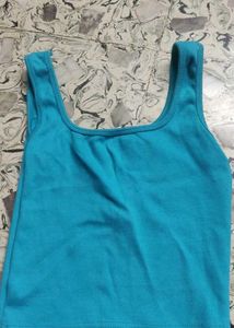 Blue Ribbed Tank Top